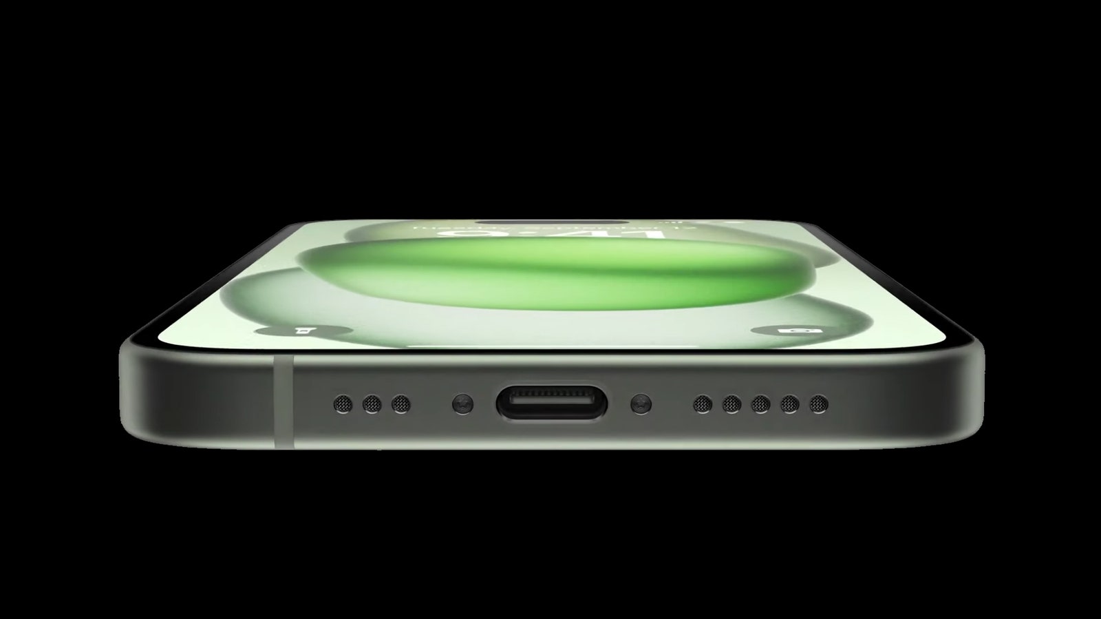 Closeup of the new USBC charging port on the Apple iPhone 15